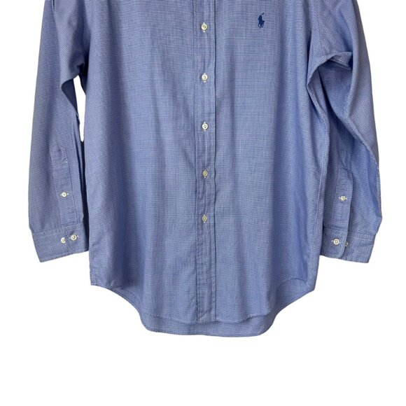 Ralph Lauren Yarmouth Button Down Shirt Mens 15 32/33 Blue White Checked - Picture 4 of 8